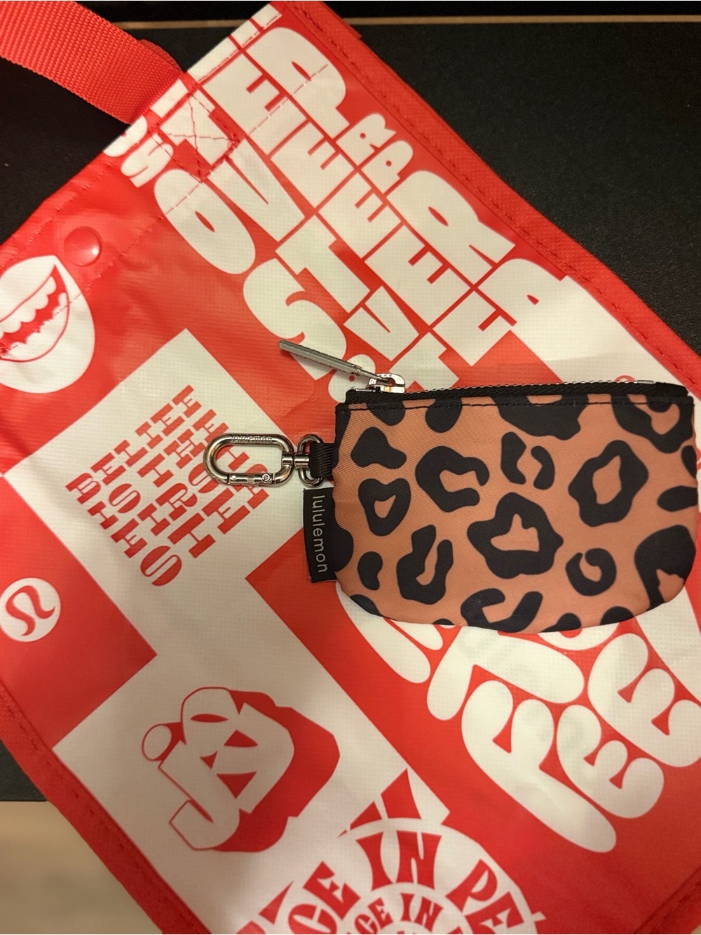 Lululemon Athletica Leopard Print Coin Pouch - Pink/Silver/Black